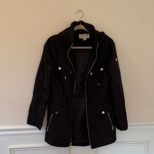 Women's Black Hooded Rain Jacket